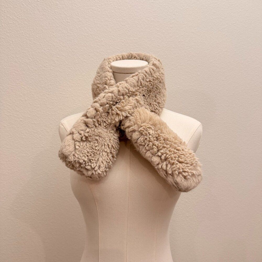 Beige Soft Fluffy Scarf Wrap